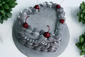 Торт сердце серебро